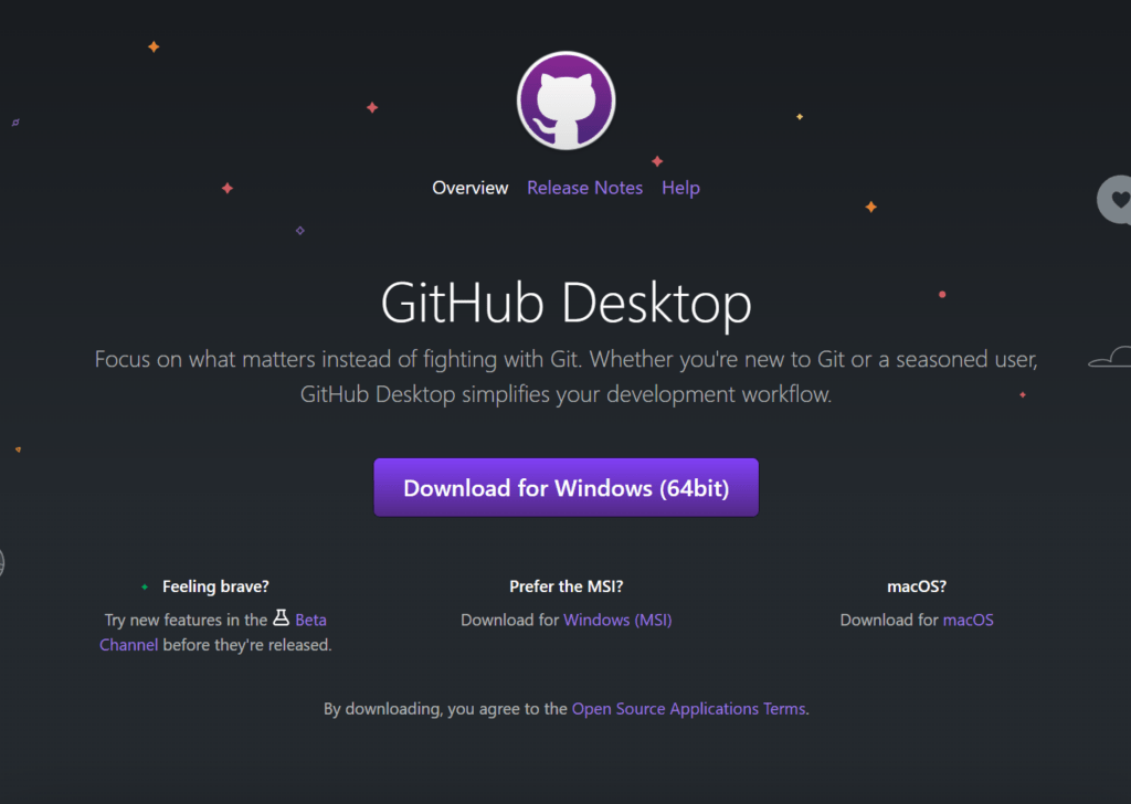 Github Desktop 홈페이지 화면